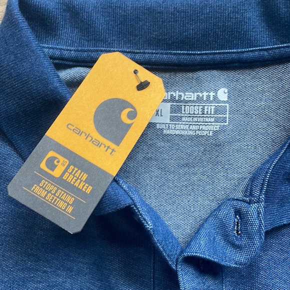 NWT Carhartt Stain Breaker Blue Polo Shirt Men’s XL - Picture 5 of 5